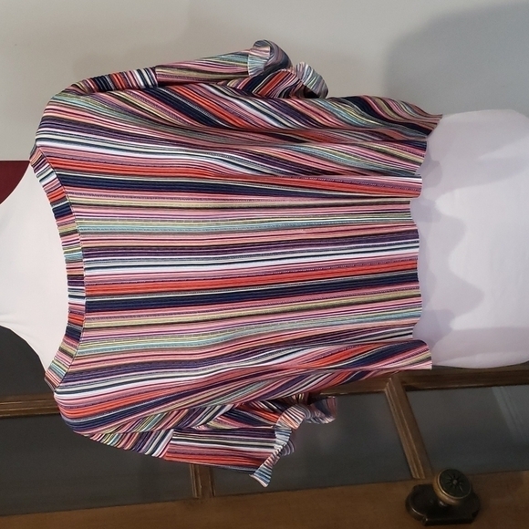 𝅺SOCIALITE Striped Ribbed Multicolor Crop Top NWOT - Picture 1 of 7